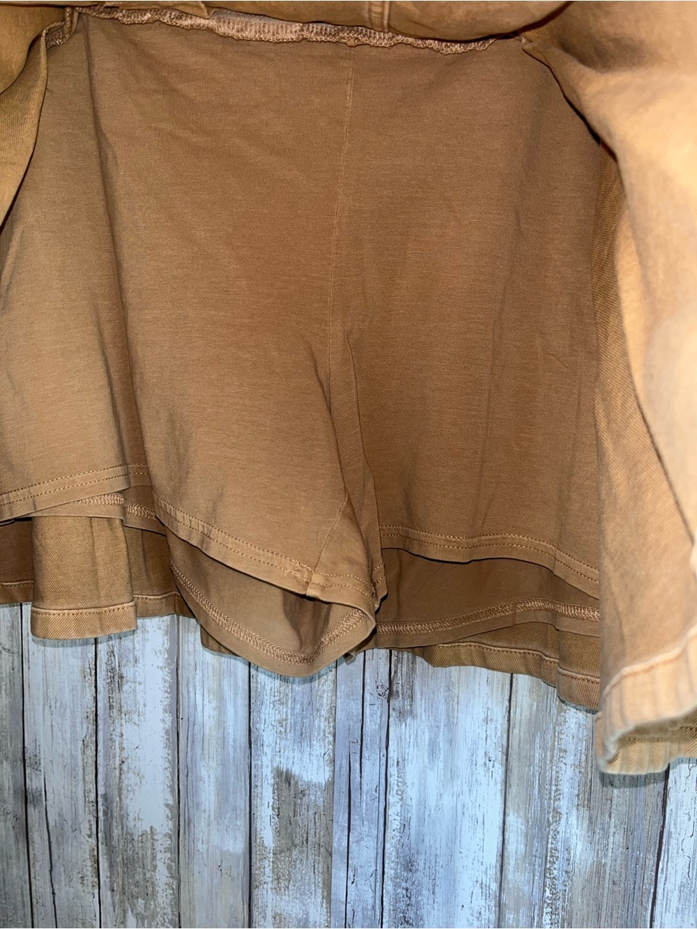 NWT American Eagle Pleated Mini Skort Tan Tie Waist Stretch Size 18 - Picture 5 of 7